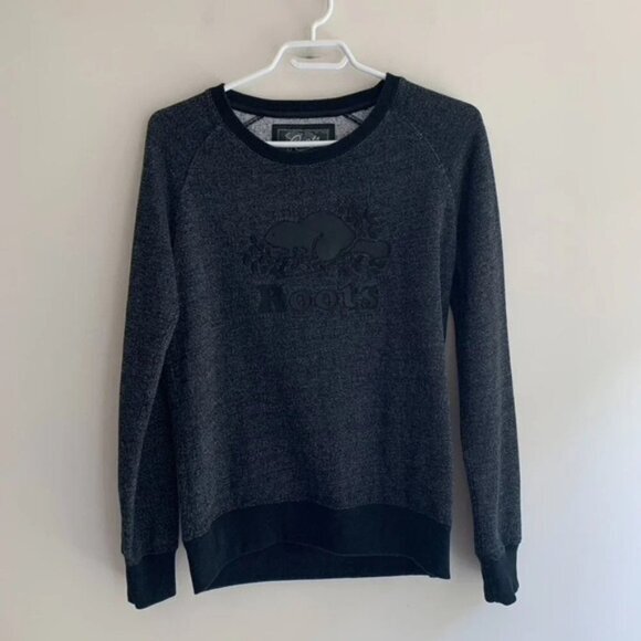 Roots Women’s Sweatshirt Leather Beaver logo Navy blue Pepper Size S - Picture 4 of 15